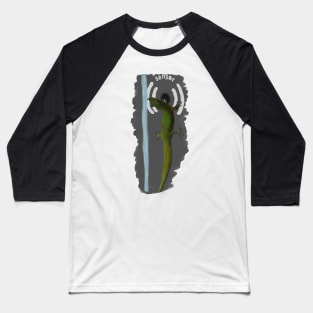 Lizard drinking water from bottle filler funny cute Baseball T-Shirt